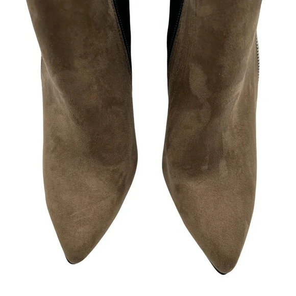 JustFab Remi Womens 7.5 Suede Block Heel Booties Pointed Toe Colorblock Zip Boot - Picture 9 of 16